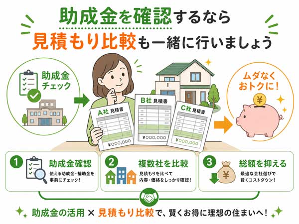 助成金を確認するなら見積もり比較も一緒に行いましょう